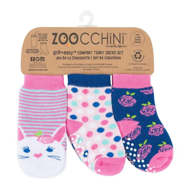 kit 3 calzini antiscivolo coniglio 0-24 mesi - Zoocchini