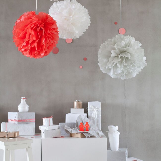 Paper poms decorativi bianco e pesca - Engel