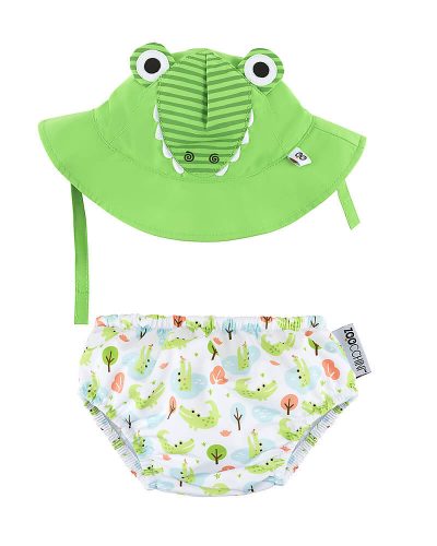 Zoocchini Set Baby Costumino Contenitivo + Cappellino, alligatore- UPF 50+ Taglia L