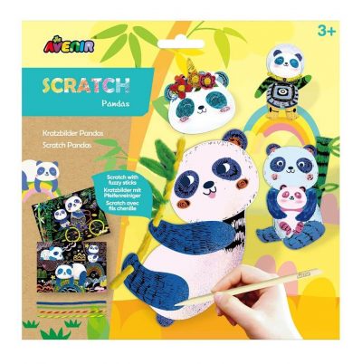 Kit creativo scratch e bastoncino in feltro panda - Avenir
