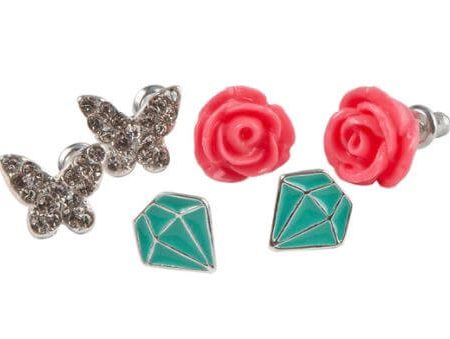 Orecchini Set Diamanti Rose e Farfalle - Great pretenders