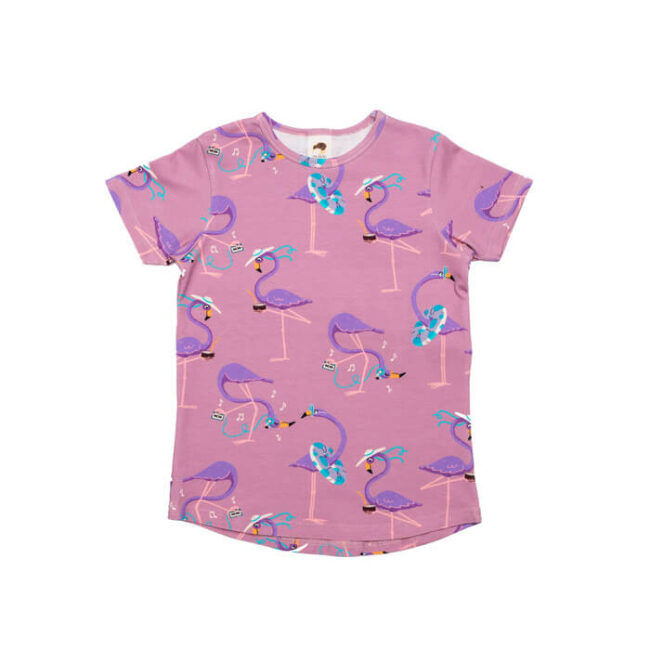 T-shirt pink flamingo 110/116 cm. - Mullido