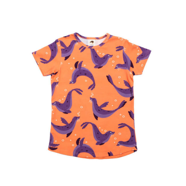 T-shirt orange seal 110/116 cm. - Mullido
