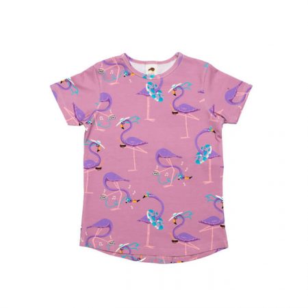 T-shirt pink flamingo 134/140 cm. - Mullido