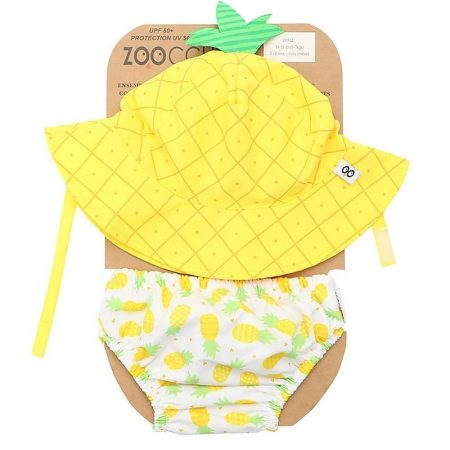 Set Baby Costumino Contenitivo + Cappellino, ananas - UPF 50+ Taglia L- Zoocchini