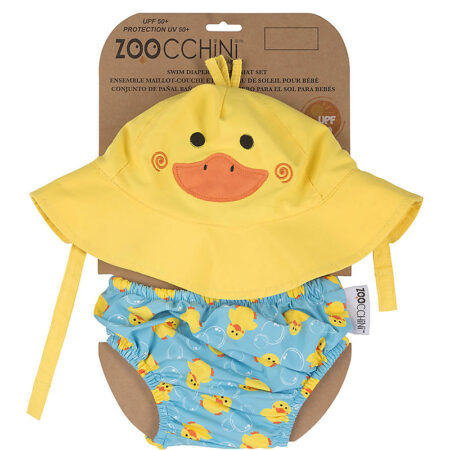 Set Baby Costumino Contenitivo + Cappellino, anatroccolo - UPF 50+ Taglia M- Zoocchini
