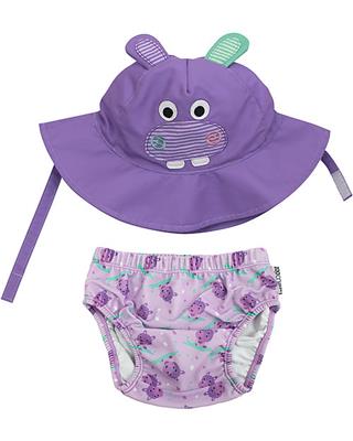 Set Baby Costumino Contenitivo + Cappellino, Ippopotamo - UPF 50+ Taglia M- Zoocchini