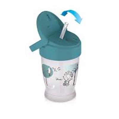 Bicchiere con Cannuccia Click and Go verde acqua - Lovi