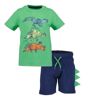 Set 2 Pz Maglia Manica Corta e Shorts Green TRex - Blue Seven