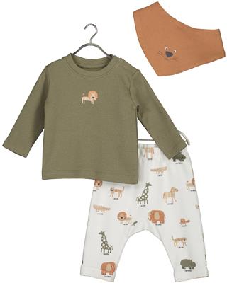 Completo 3 pz Bavaglino Pantalone e Maglia Forest Atumn - Blue Seven