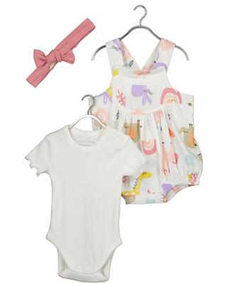 Set 3 Pz Fascia Body e Pagliaccetto Pink Animals - Blue Seven