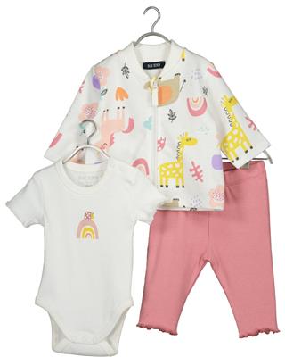 Set 3 Pezzi Body Felpa e Pantalone Pink Animals - Blue Seven