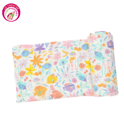 Mussola cotone organico 120x120 Tropical Fish Floral - Angel dear